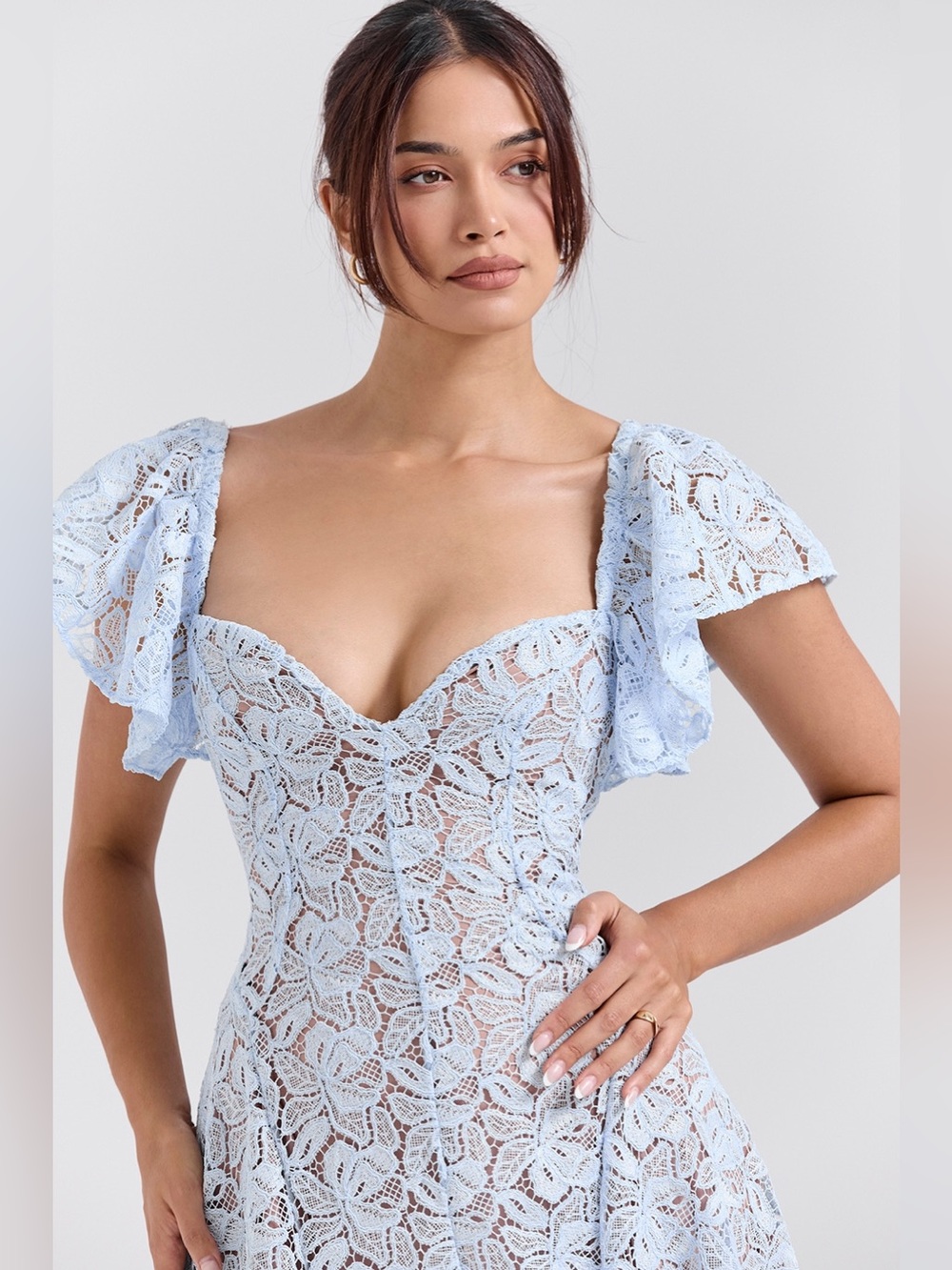 House of CB Austen Bluebell Floral Lace Midi Dress - Picture 2 of 7